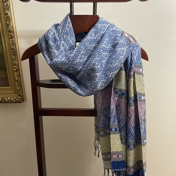 Winter Scarf for Women Blue Pashmina Long Stole Holiday Gift Head Wrap Shawl - Picture 4 of 7